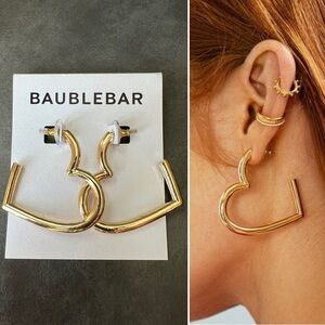 BaubleBar Reva Gold Heart Hoop Earrings NWT 42$